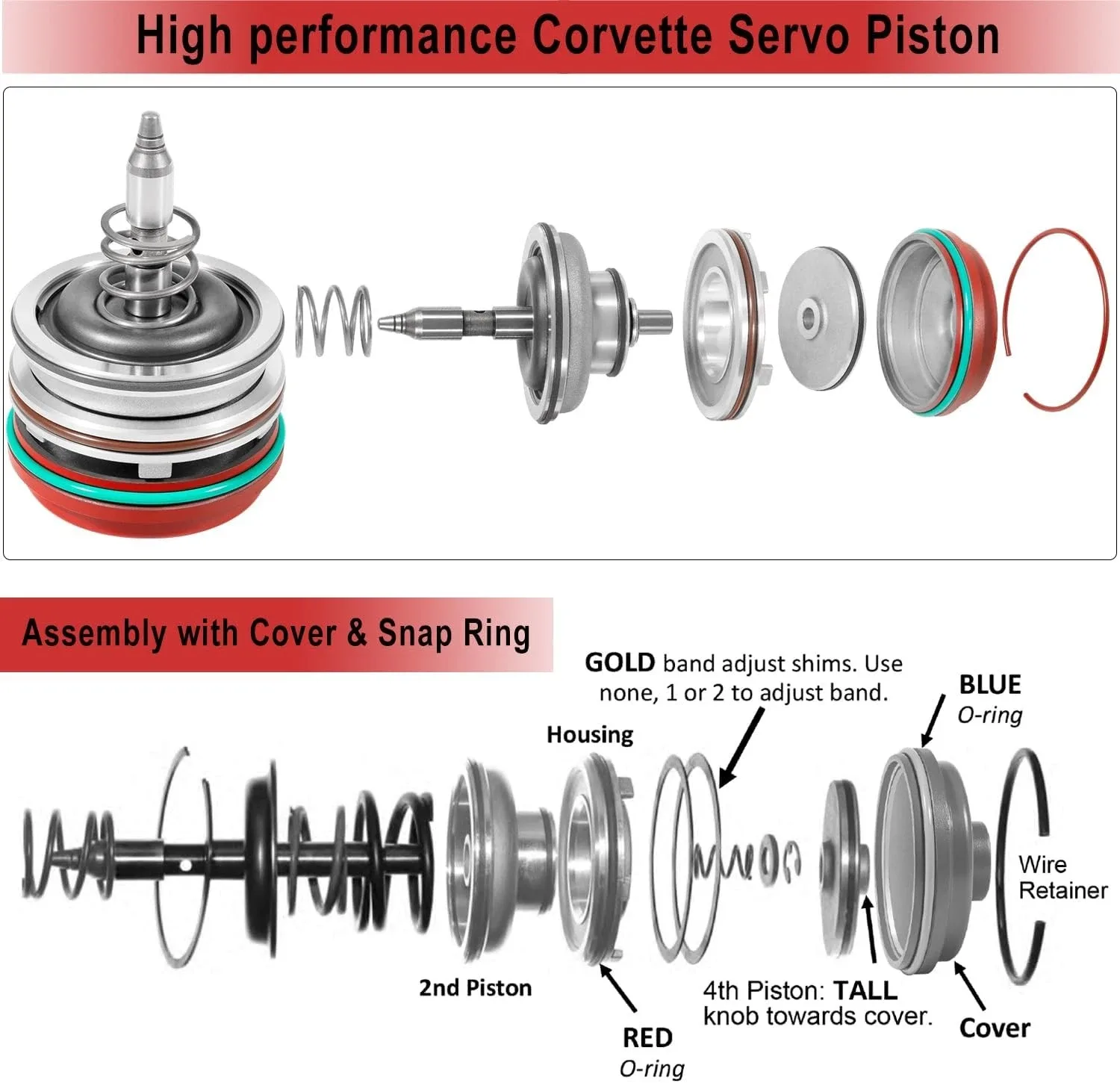 1982-2014 KY-auto Servo Piston Kit KYQP1562 for GM 700R4 / 4L60 / 4L60E / 4L65E image 3