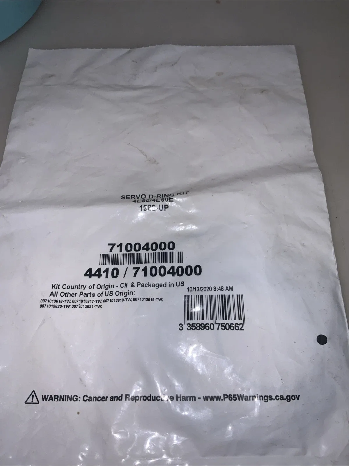 1982+ 700R4 / 4L60E Servo D-Ring Seal Kit - 71004000 image 2