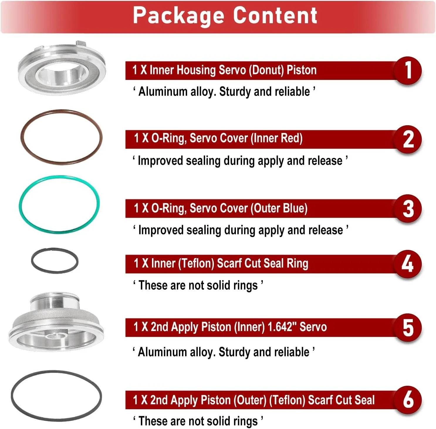 1982-UP GM Corvette Servo Piston Kit A74905BK (TH700-R4 / 4L60 / 4L60E / 4L65E) image 4