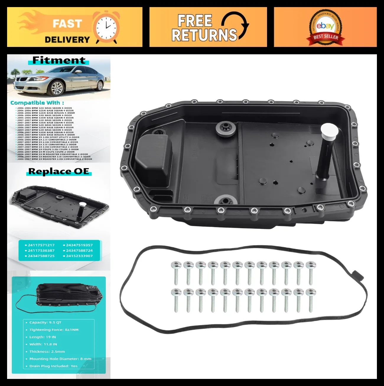 Transmission Oil Pan Gasket Repair Kit - Complete 6HP19 Service Set for BMW
