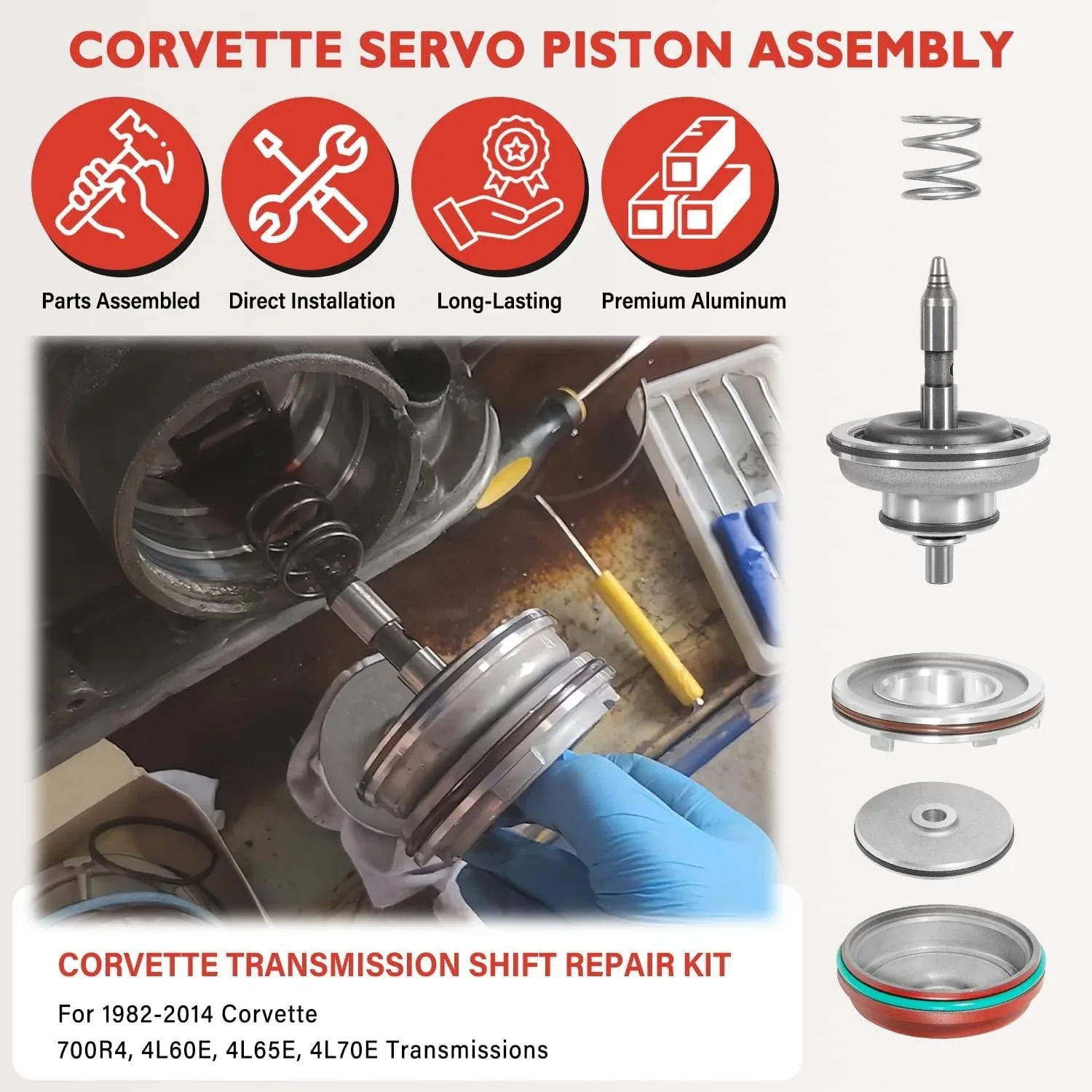 1982-2014 Corvette Servo Piston Kit MHQP-1562 for 700R4 / 4L60E / 4L65E / 4L70E image 2