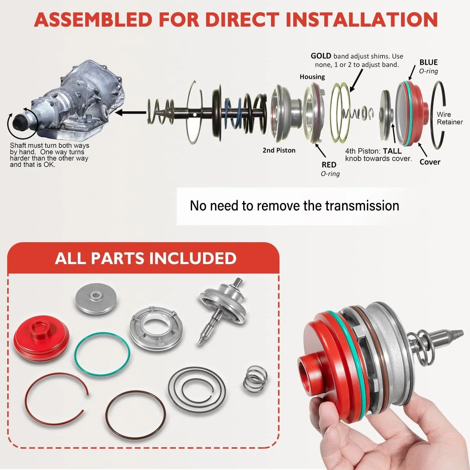 1982-2014 Corvette Servo Piston Kit MHQP-1562 for 700R4 / 4L60E / 4L65E / 4L70E image 3