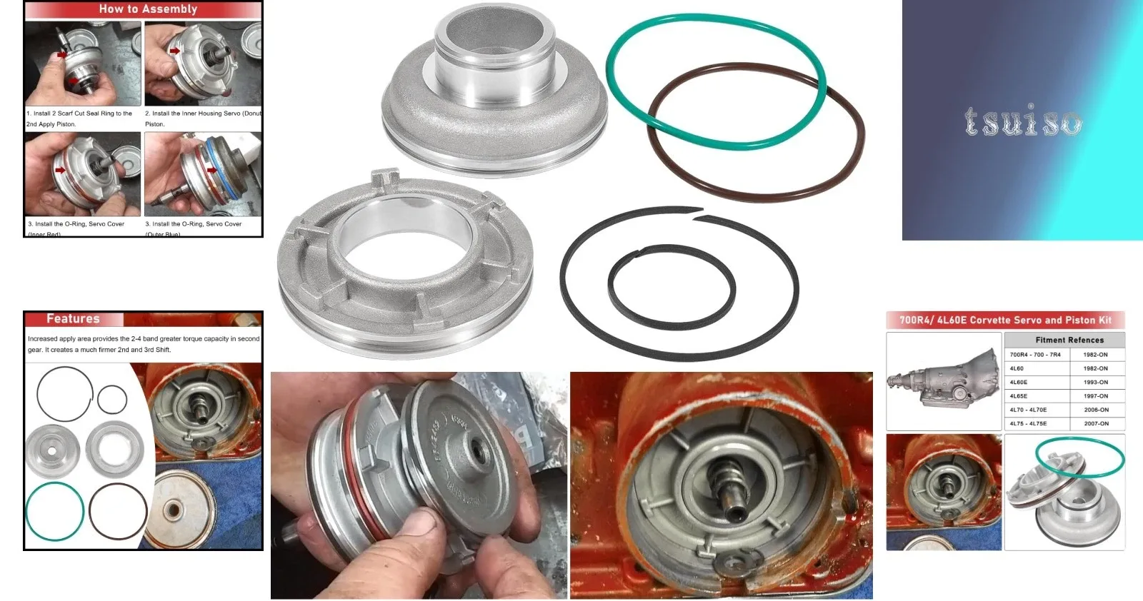 Servo Piston Kit for Corvette TH700R4 & 4L60E - Corvette Servo Piston Kit image 2