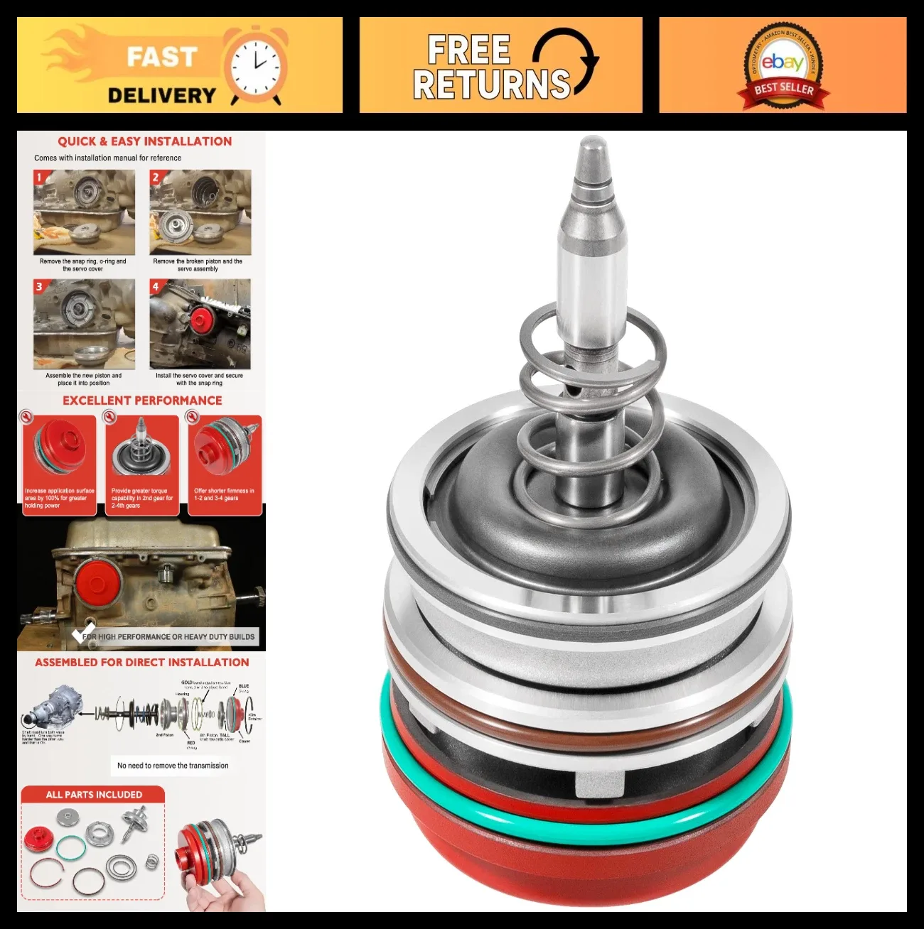 High Performance Servo Piston Assembly for GM 700R4 4L60E 4L65E 4L70E Transmissi
