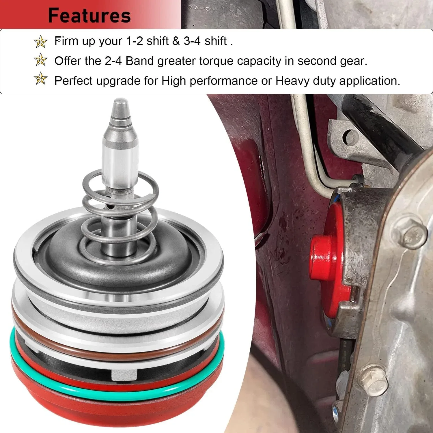 1982-2014 Chevrolet Corvette 4L60E Servo Piston Kit (Red) image 3