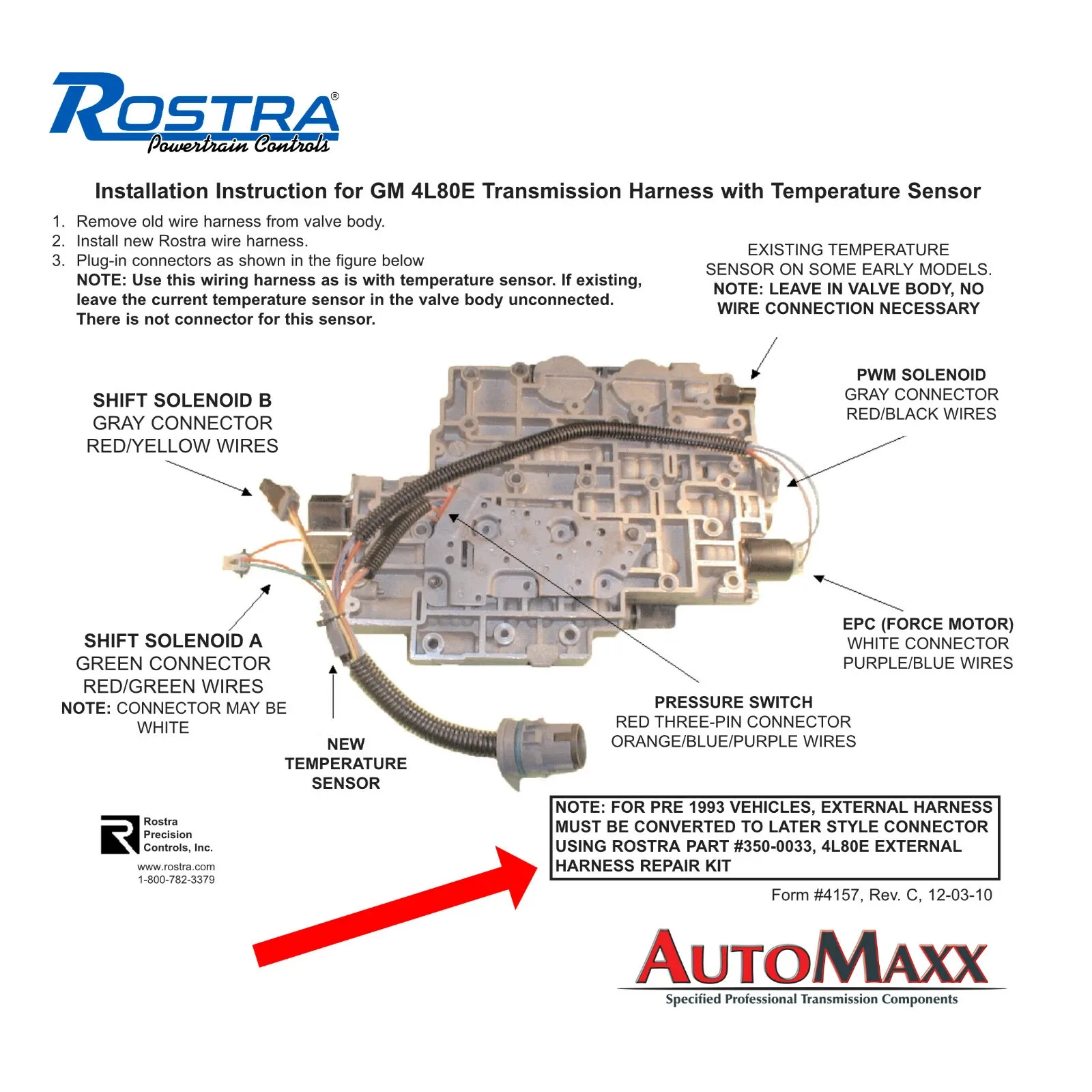 1991-2003 4L80E Internal Wiring Harness for Solenoids — 350-0032 image 3