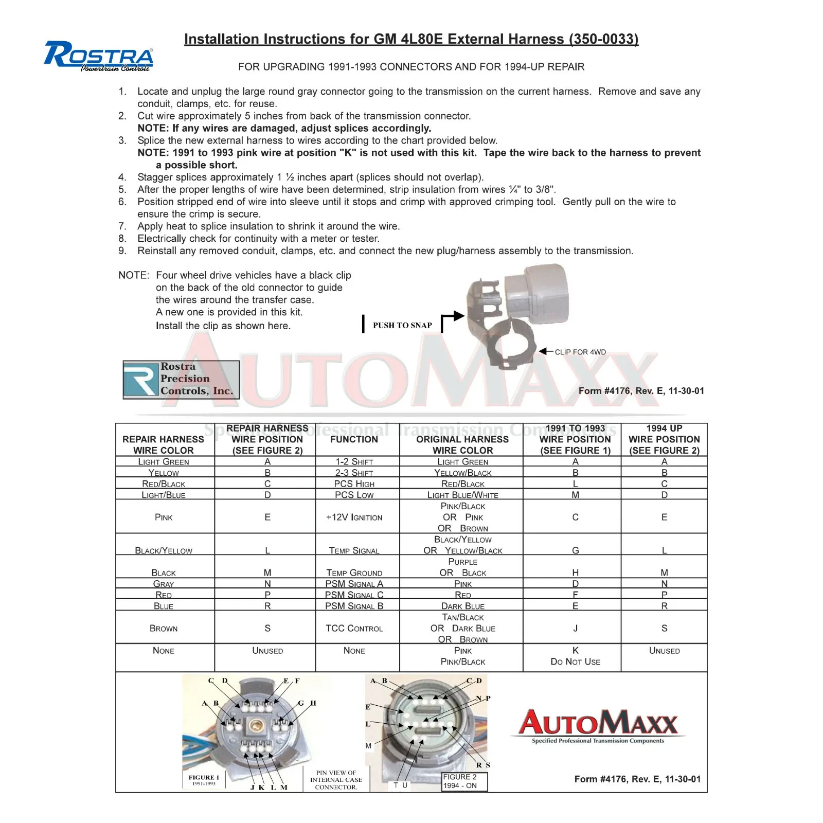 1991-2003 4L80E Internal Wiring Harness for Solenoids — 350-0032 image 4