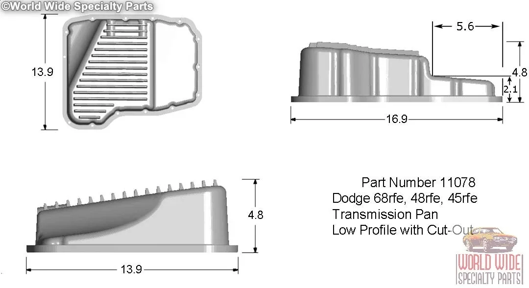 PML 11078-B-J Transmission Pan for 45RFE / 5-45RFE (Black Powder Coat) image 3