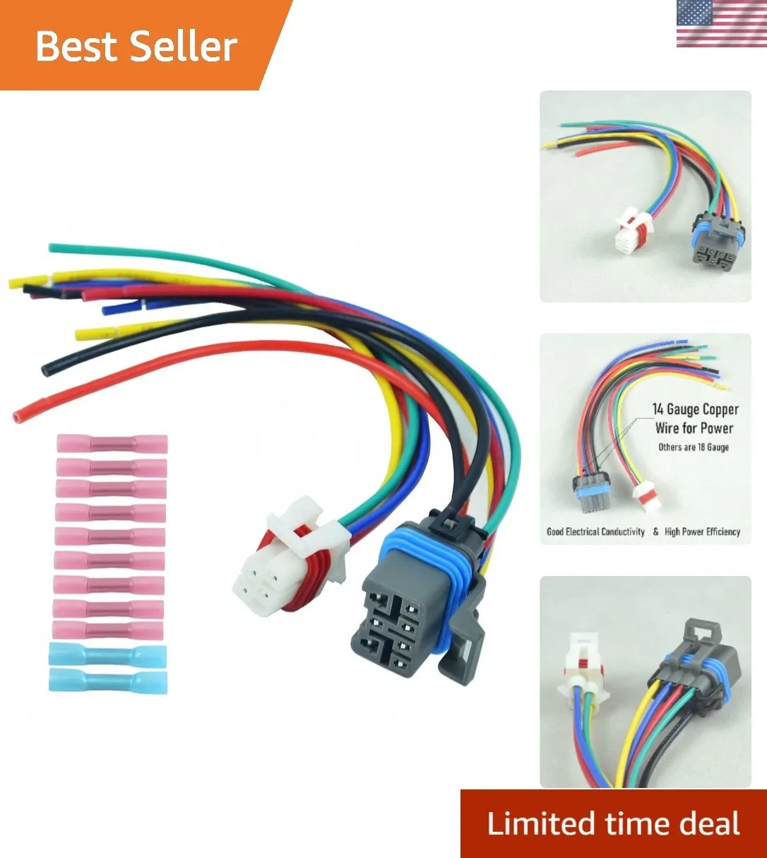GM Neutral Safety Switch Tinned Copper Connector Kit for 4-Speed Transmission - Neutral Safety Switch Connector for GM 4-Speed Transmission