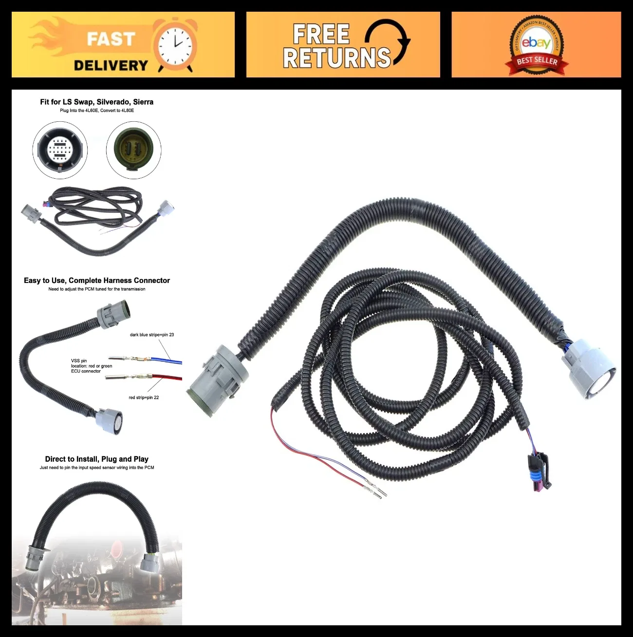 4L60E to 4L80E Transmission Adapter Harness for LS Swap