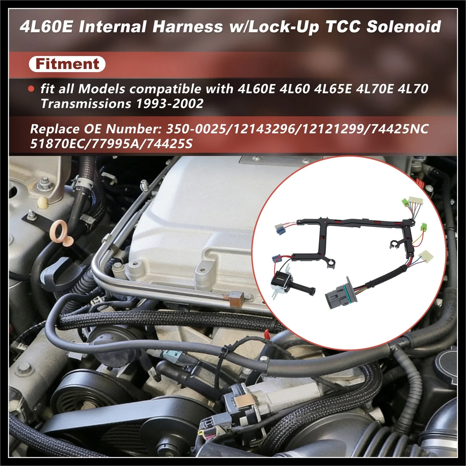 350-0025 Transmission Internal Wire Harness w/TCC Solenoid for 4L60E / 4L65E image 2