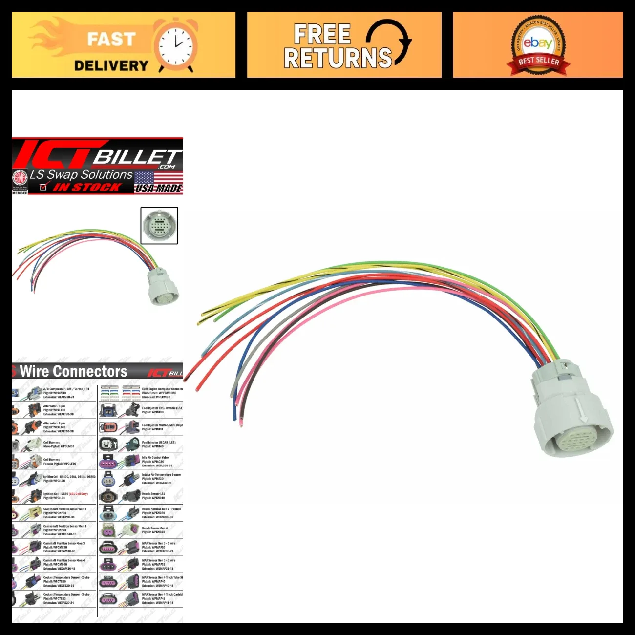 4L80-E 11-Wire Connector Pigtail for 4.8/5.3/6.0 Turbo-Hydramatic CA-WPTRA38