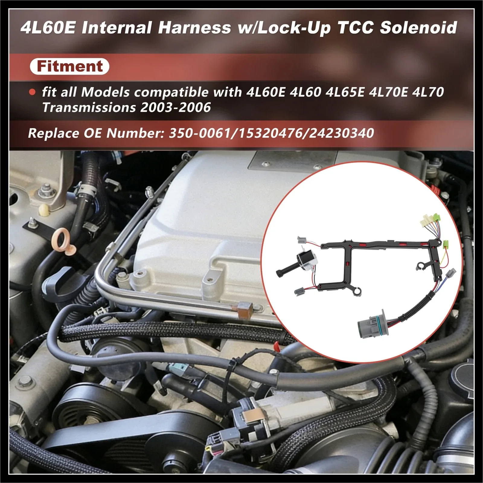 4L60E / 4L65E Transmission Internal Wire Harness w/TCC Solenoid - 350-0061 image 2