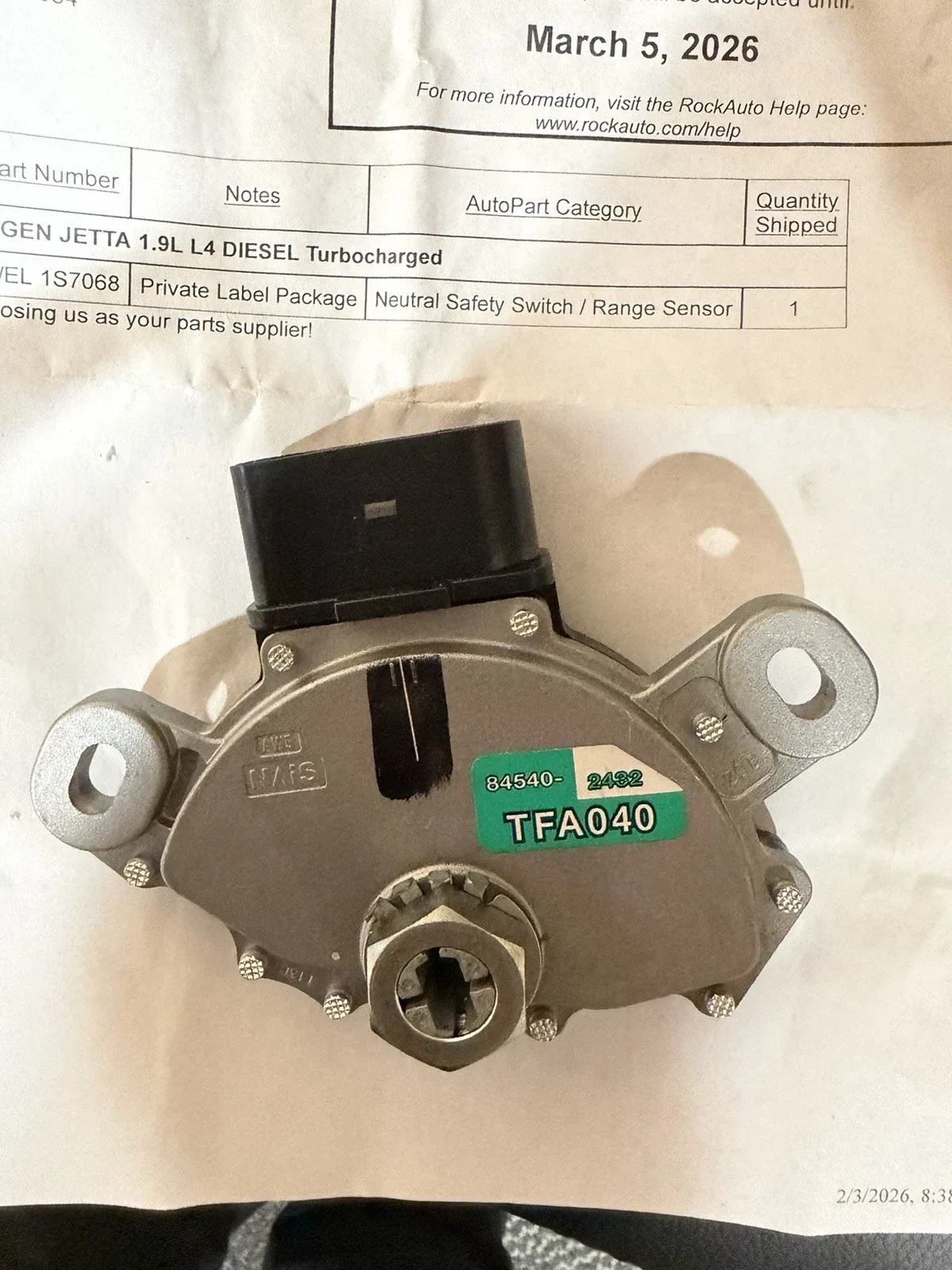 Neutral Safety Switch For 2006-20010 Volkswagen Jetta Tdi Automatic Transmission image 2