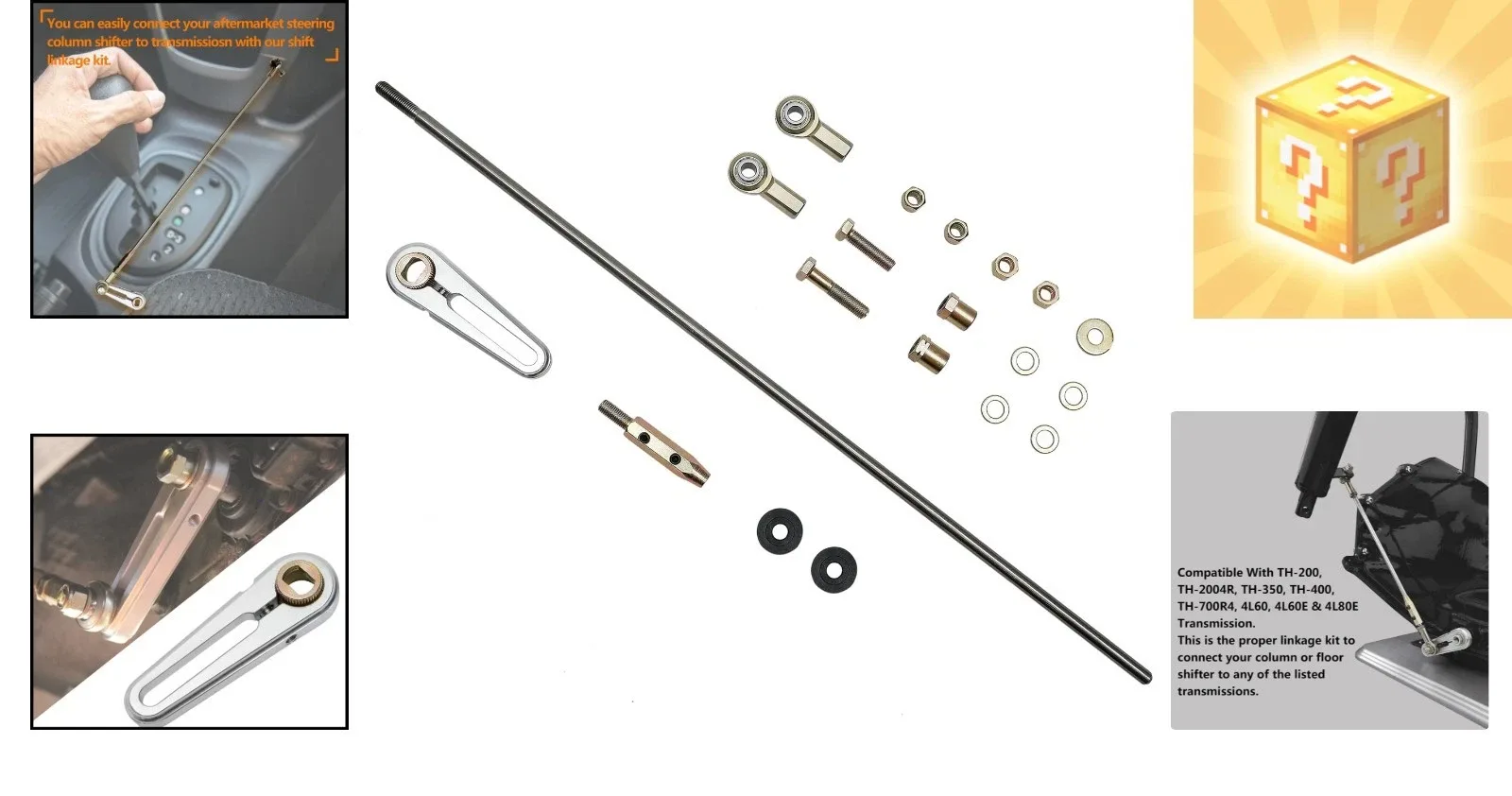 ACA-1800 Adjustable Column Shift Linkage Kit - Durable Billet Aluminum for GM image 2