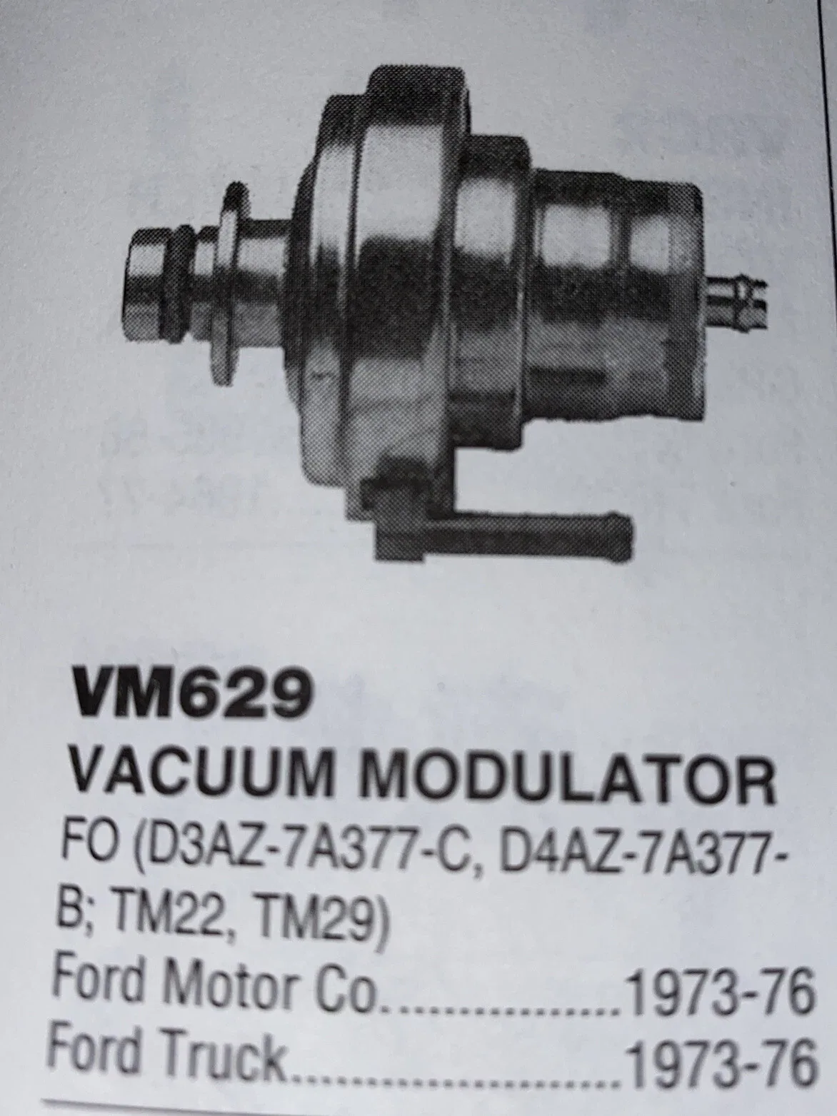 Kem VM629 Automatic Transmission Modulator Valve-Transmission Vacuum Modulator image 2