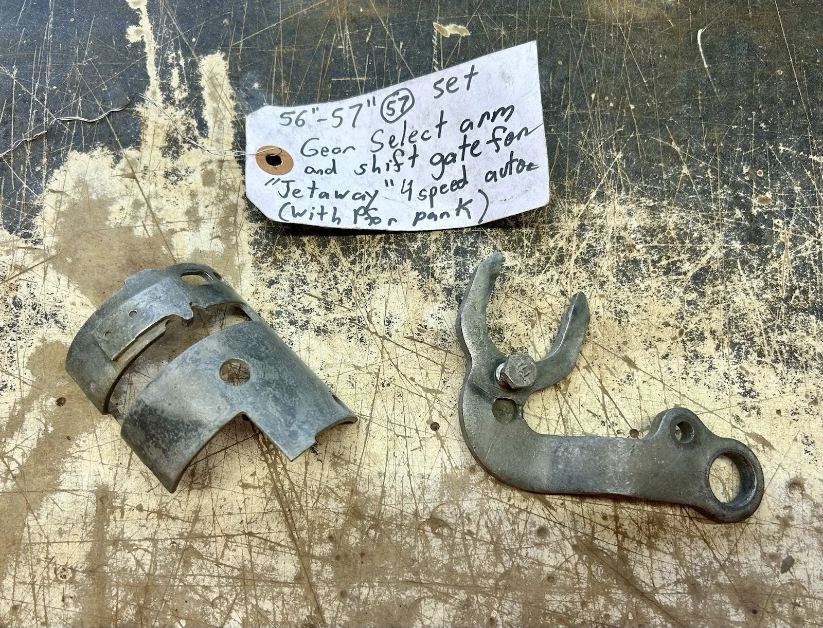 1956 - 1957 PONTIAC “JETAWAY” AUTO. TRANS. SHIFT GATE & SHIFT ARM (OEM USED SET)