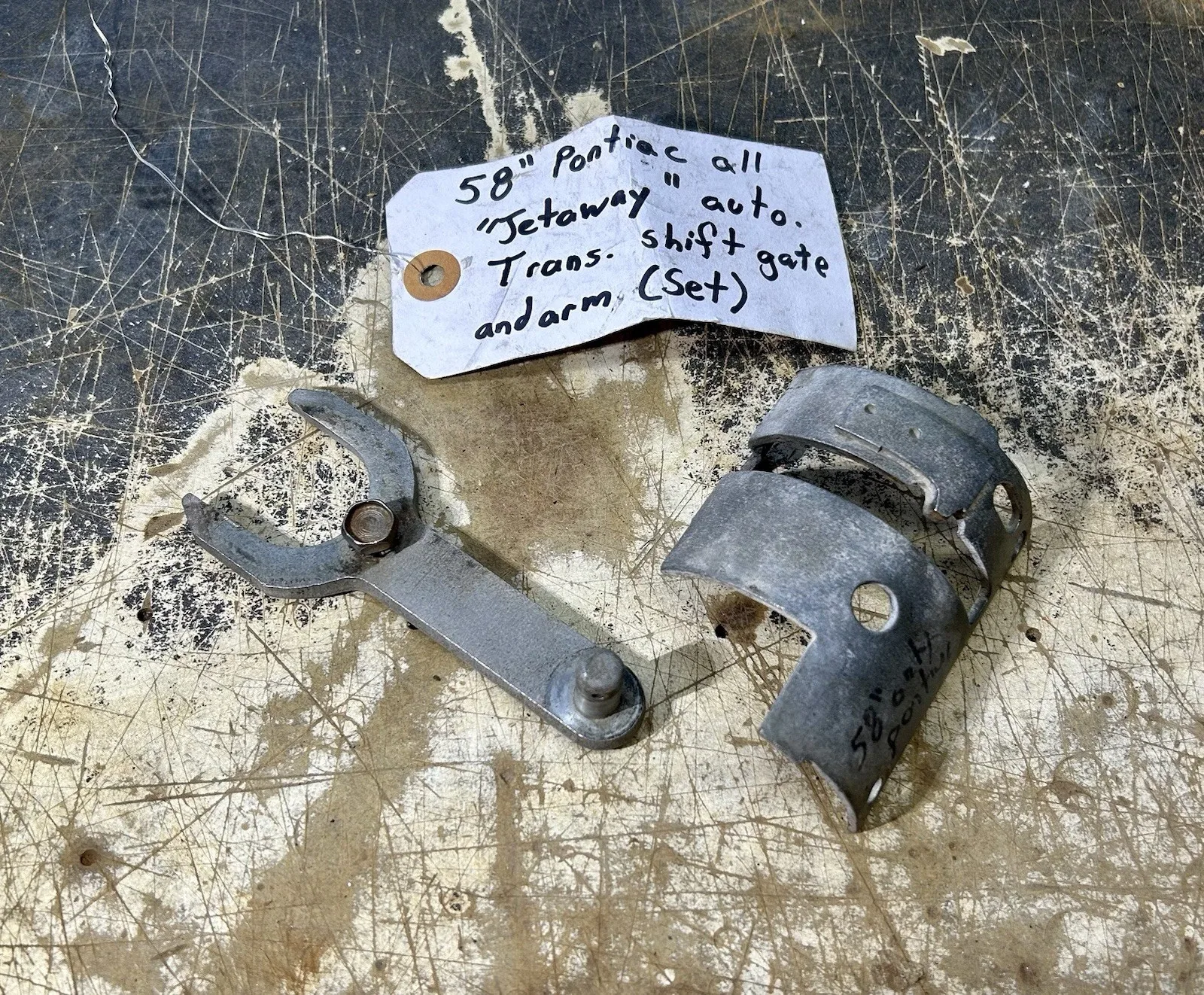 1958 - 1959 PONTIAC “JETAWAY” AUTO. TRANS. SHIFT GATE & SHIFT ARM (OEM USED SET)