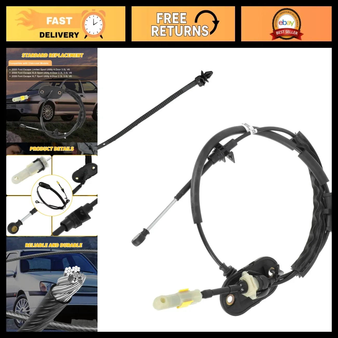 Automatic Transmission Shift Cable for 2008 Ford Escape XLS - Durable & Reliable