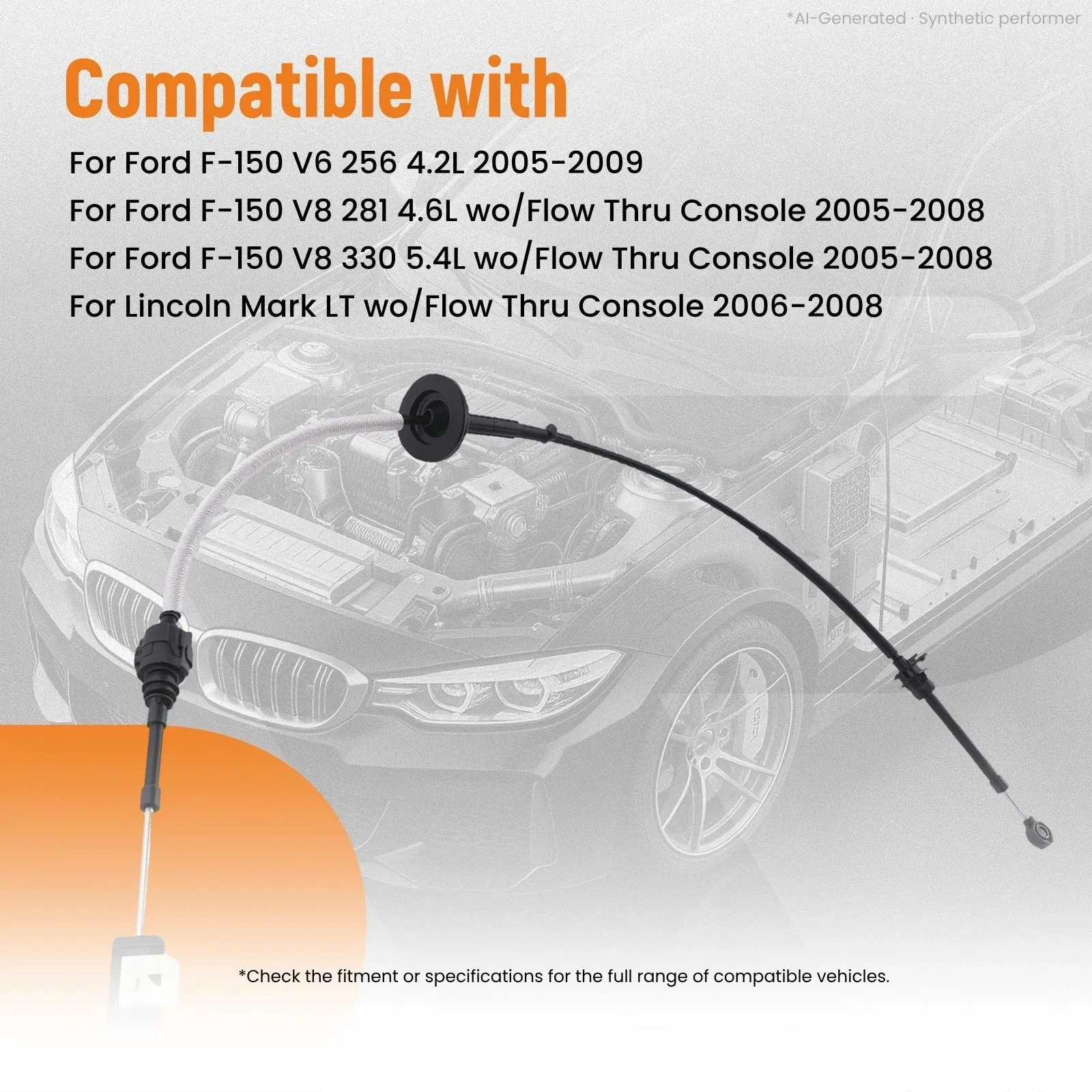 Auto Trans Shift Cable for Ford F-150 2005-2009 Lincoln Mark LT 2006-2008 image 3