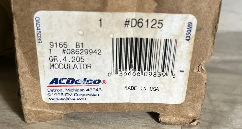 Ac Delco Transmission Modulator D6125 (GM 08629942) image 4