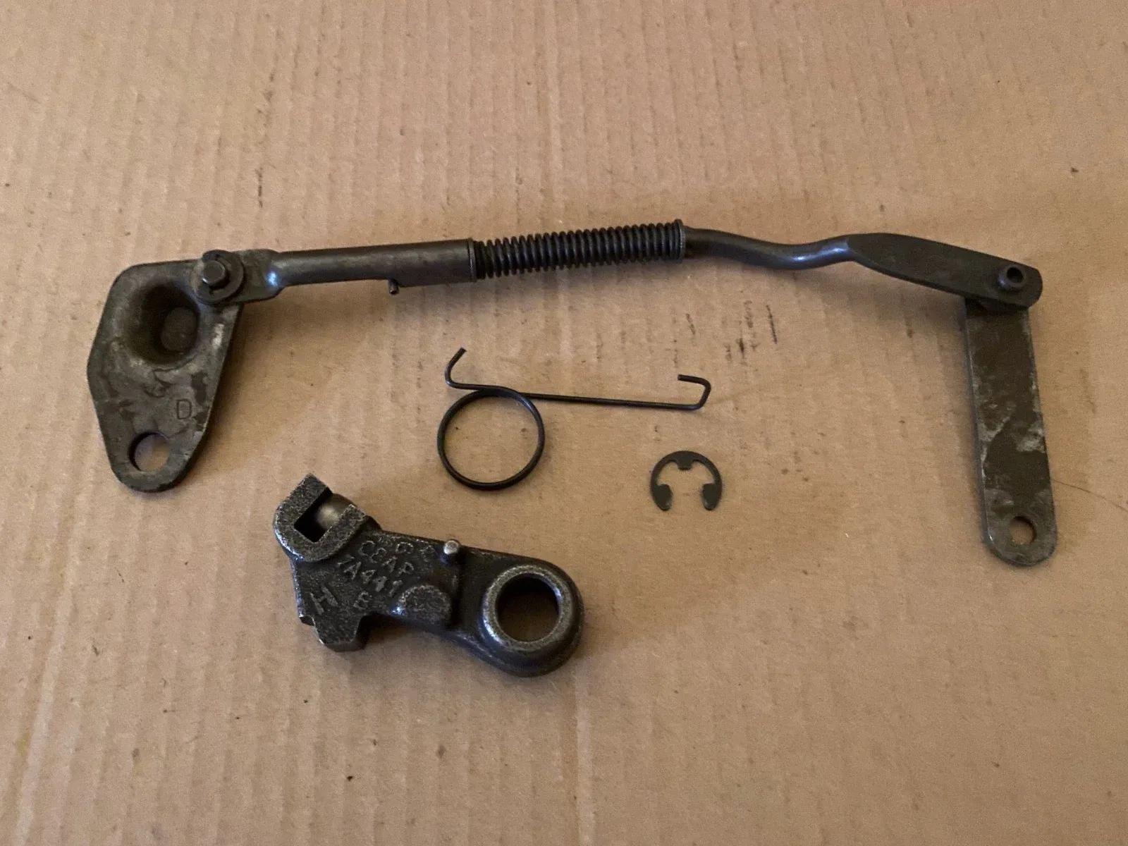 C4 C5  transmission parking pawl lever, pin, pawl and spring late model 1970-?