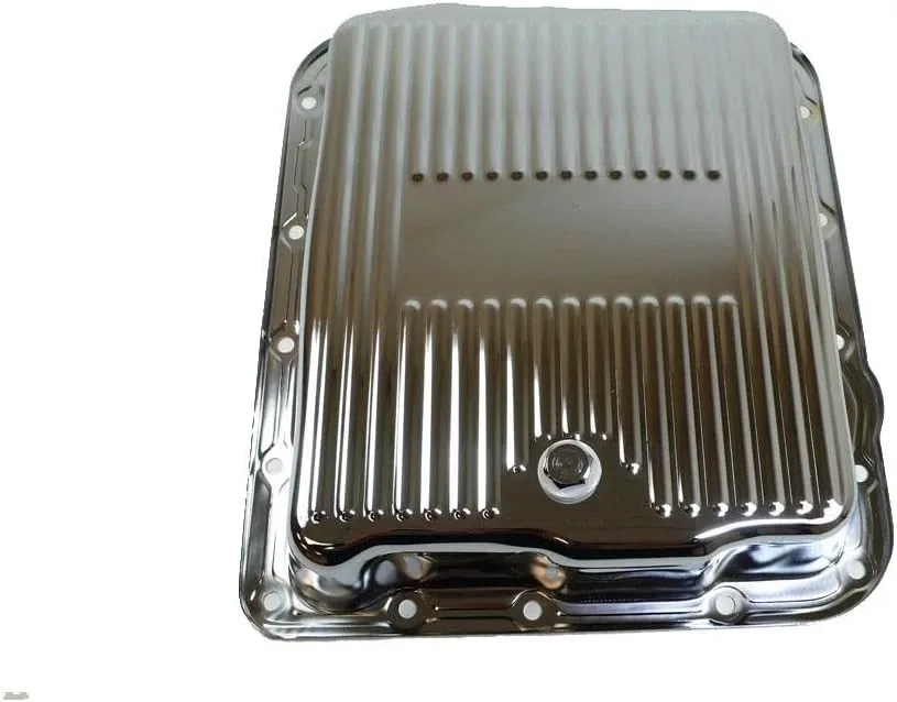Finned Chrome Steel Transmission Pan - Ideal Replacement for Chevy 700R4-4L60E