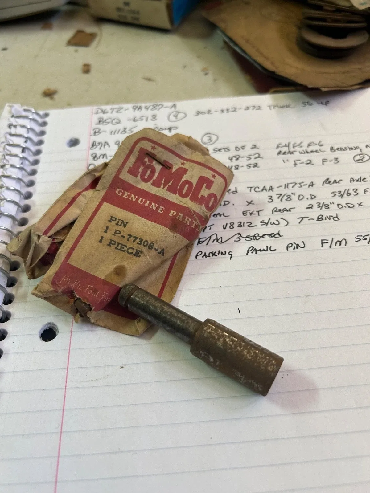 1955 1956 1957 FORD THUNDERBIRD F/M PARKING PAWL PIN 1P-77308-A NEW NOS