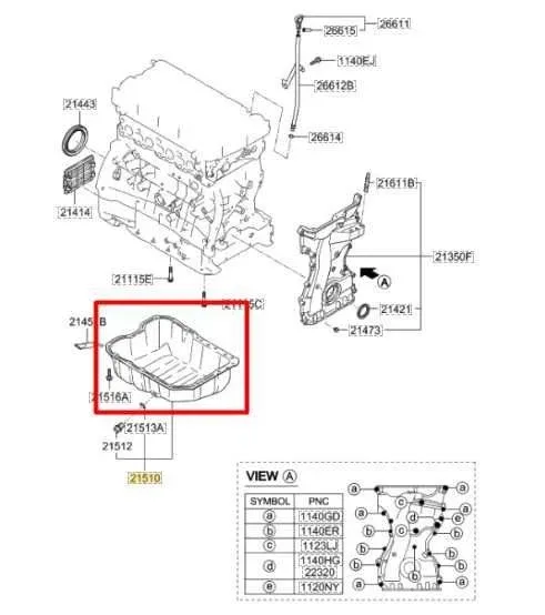 2009-2013 Hyundai Tucson 2.4L Engine Oil Pan 21510-25053 OEM image 2