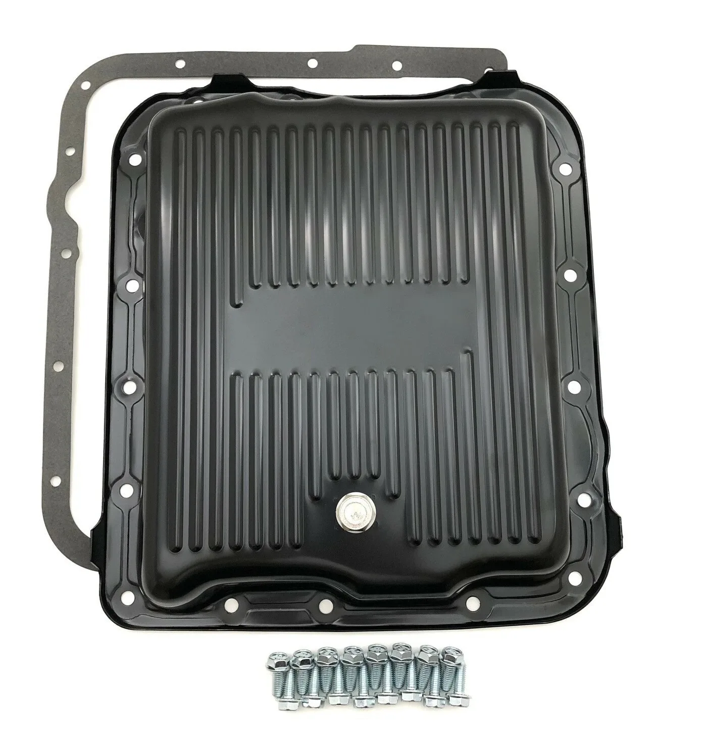 GM 700R4 4L60 Transmission Pan Steel Stock Capacity Chevy Hot Rod Kit Black