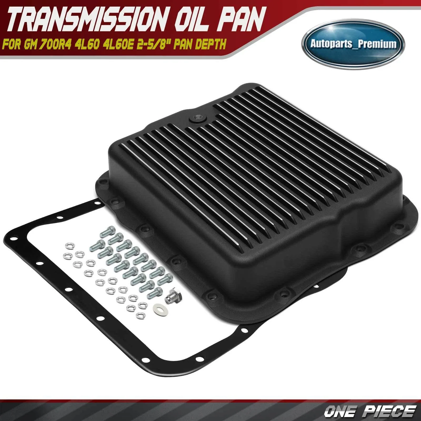 Finned Aluminum Transmission Oil Pan for GM 700R4 4L60 4L60E 2-5/8" Pan Depth