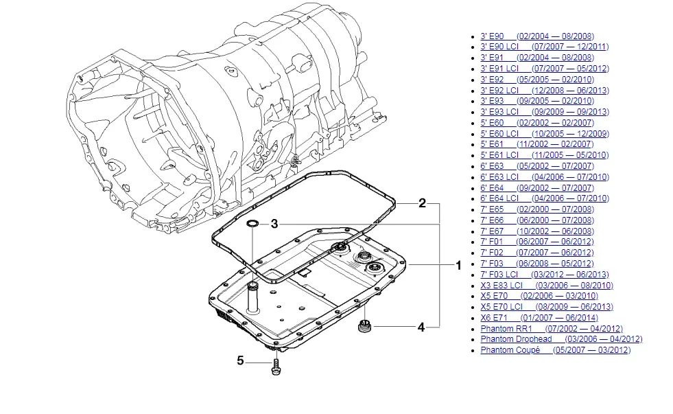 BMW E90 E60 E64 E65 E66 F01 X5 X6 Auto Trans Oil Pan With Filter & Gasket KIT image 2