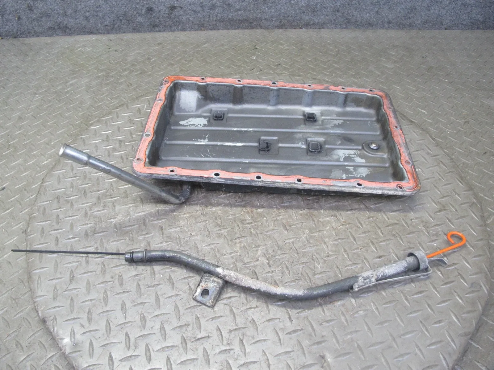 89-92 TOYOTA SUPRA MK3 NA A340E AT AUTOMATIC TRANSMISSION OIL PAN W DIPSTICK OEM image 3