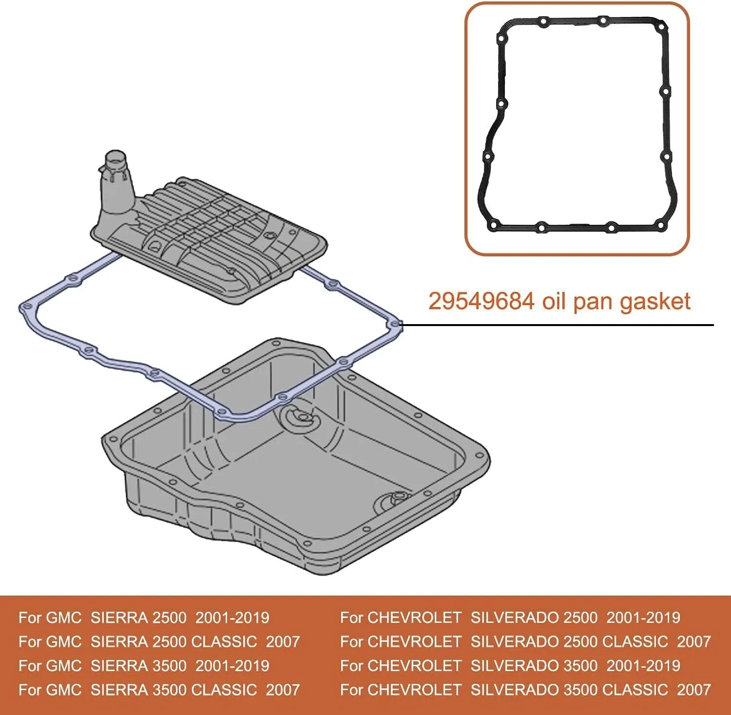 2001-2019 GM Duramax 6.6L Allison Transmission Fluid Pan Gasket - 29549684 image 4