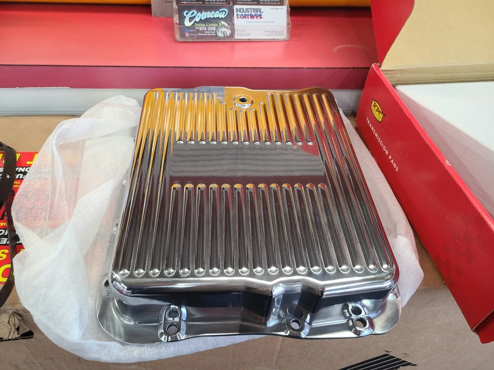 Racing Power R8493 Polished Aluminum Transmission Oil Pan for 700R4 / 4L60E