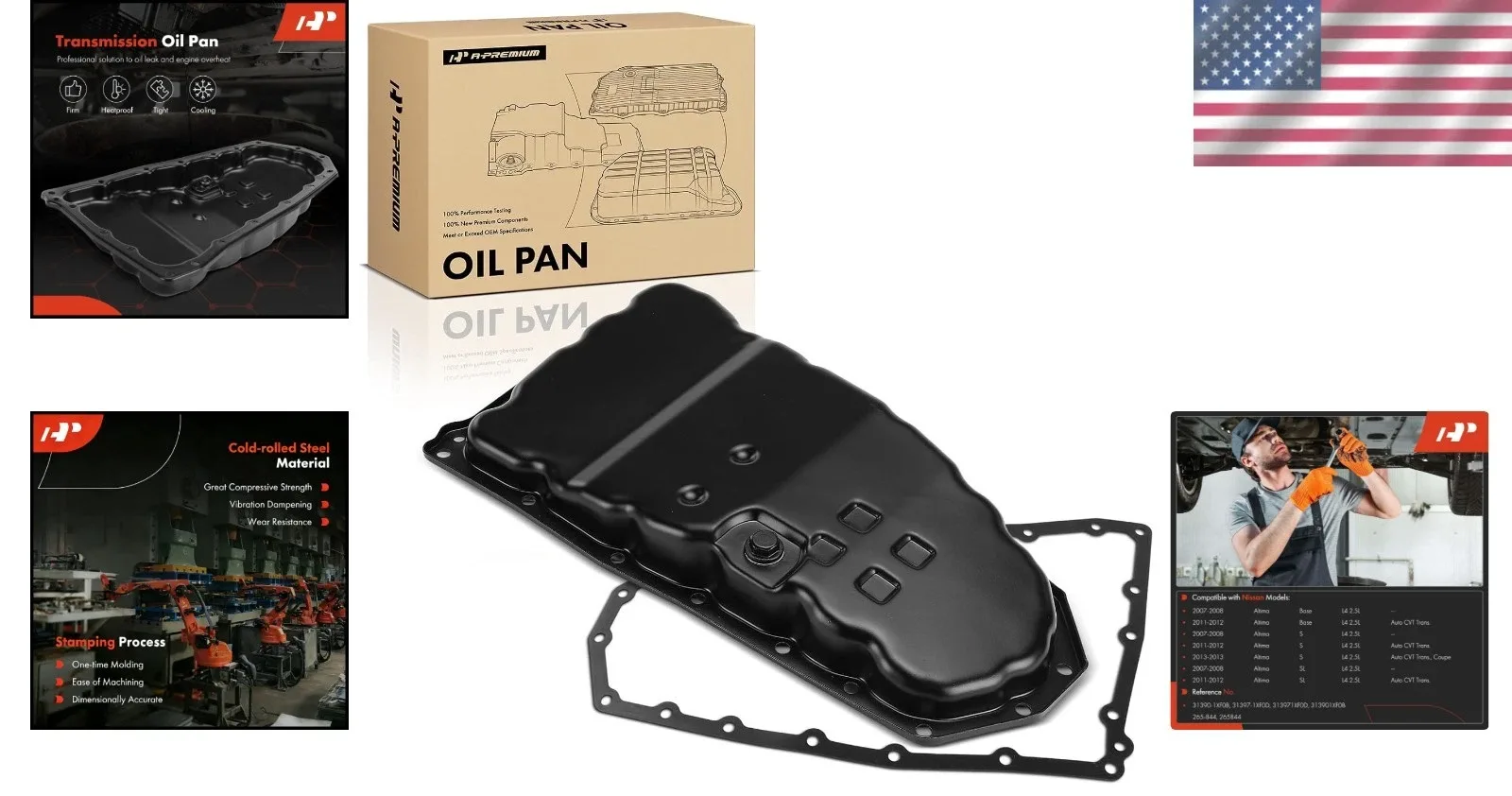 Nissan Altima Transmission Oil Pan 2007-2013 with Drain Plug & Gasket - 7.7Qts image 2