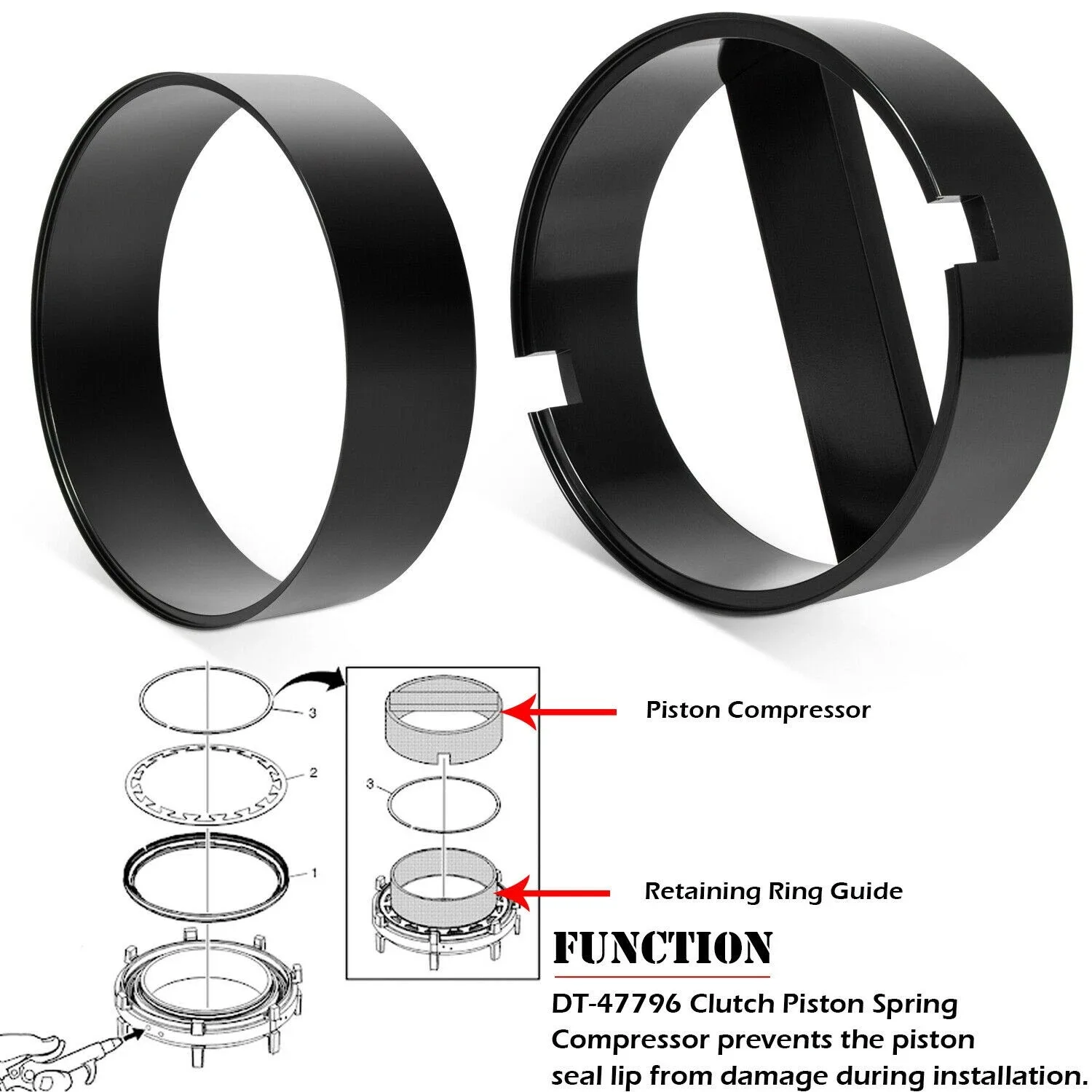 DT47799 Transmission Clutch Piston Spring Compressor Install Tool 6T40 Transaxle image 2