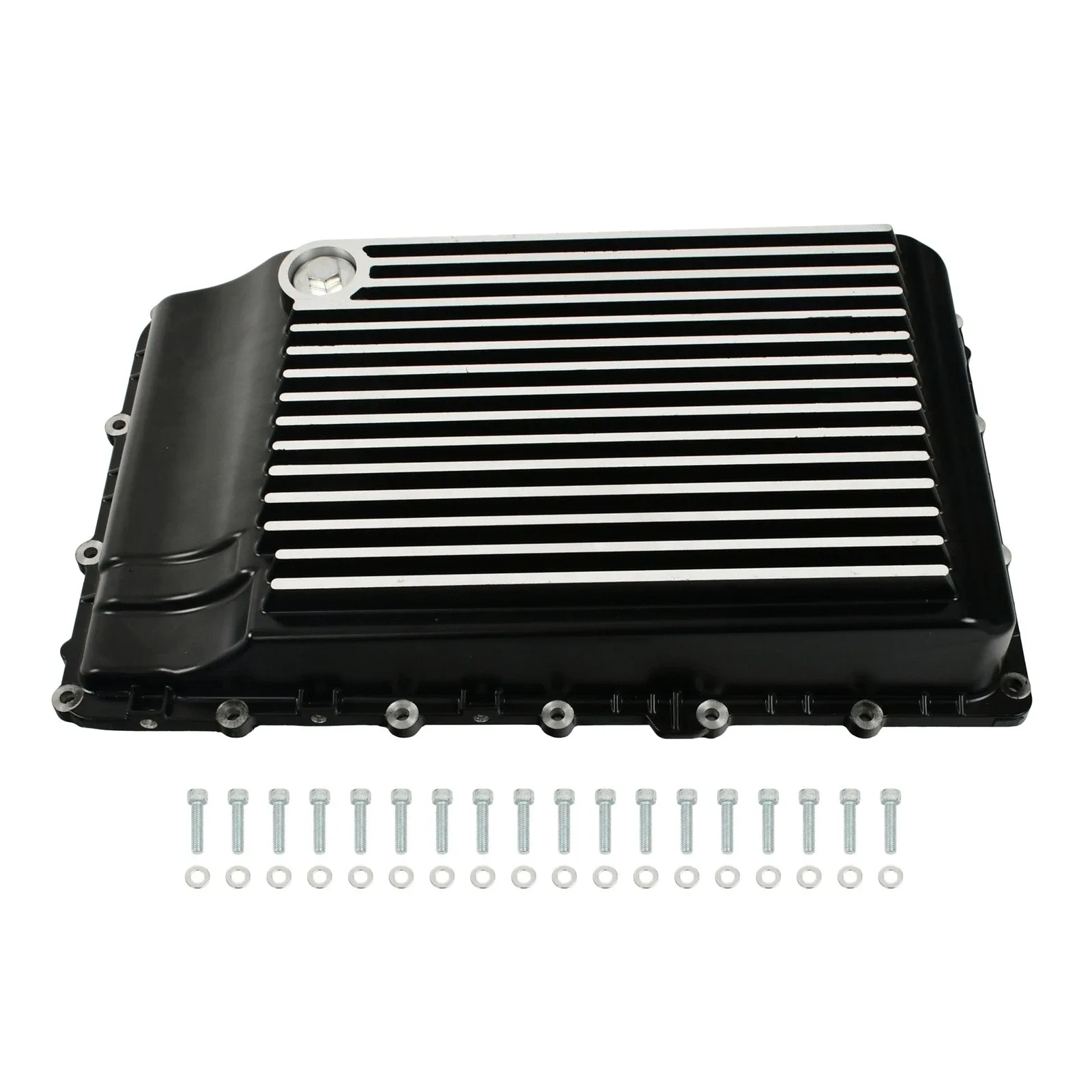 Black Aluminum Transmission Pan Oil Pan for 2017-2025 Ford F150 Ranger Mustang