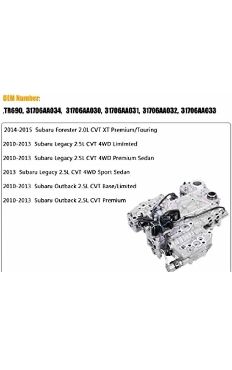 2010-2013 Subaru Legacy / Outback 2.5L CVT Valve Body TR690 image 4