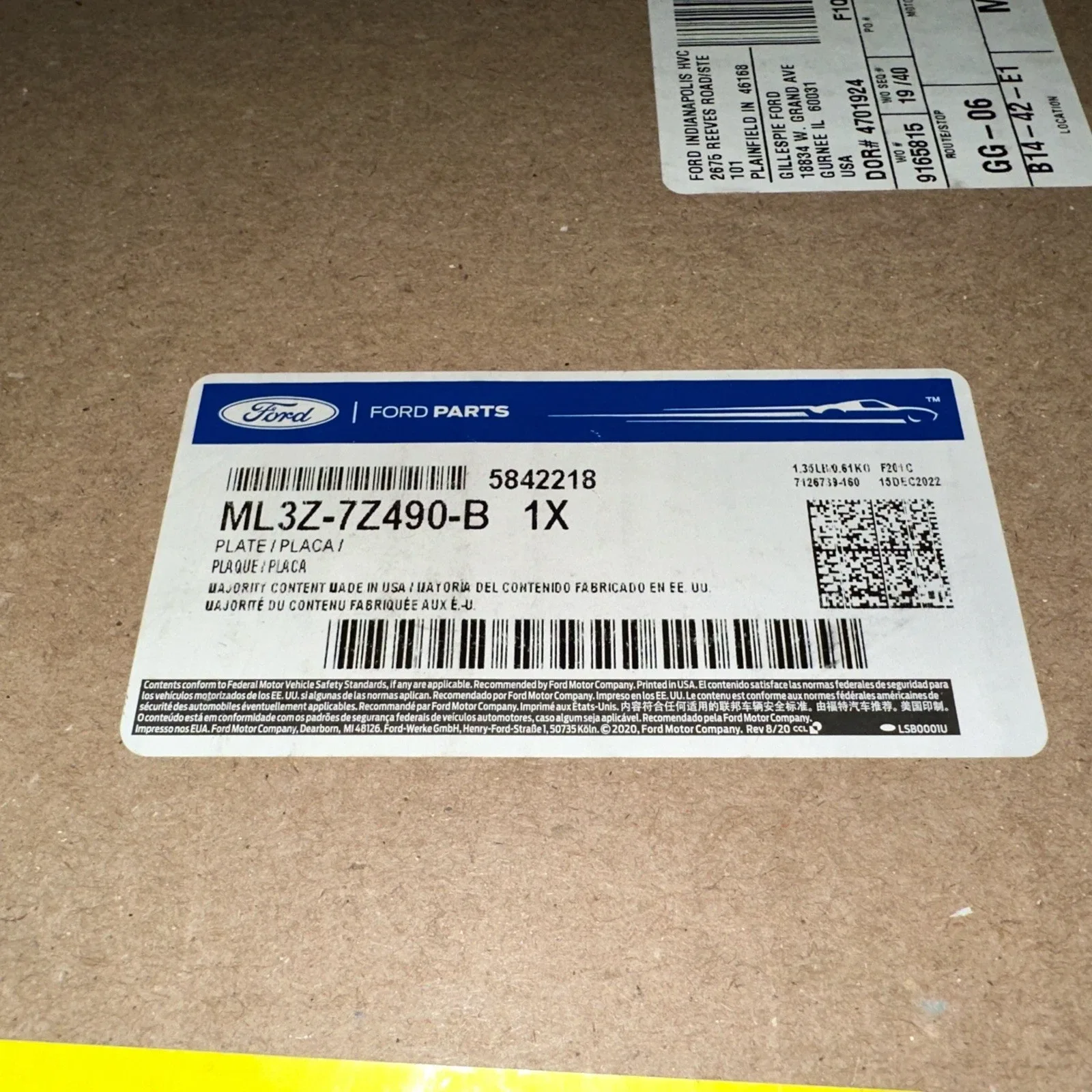 2021-2023 Ford F-150 Valve Body Separator Plate ML3Z-7Z490-B