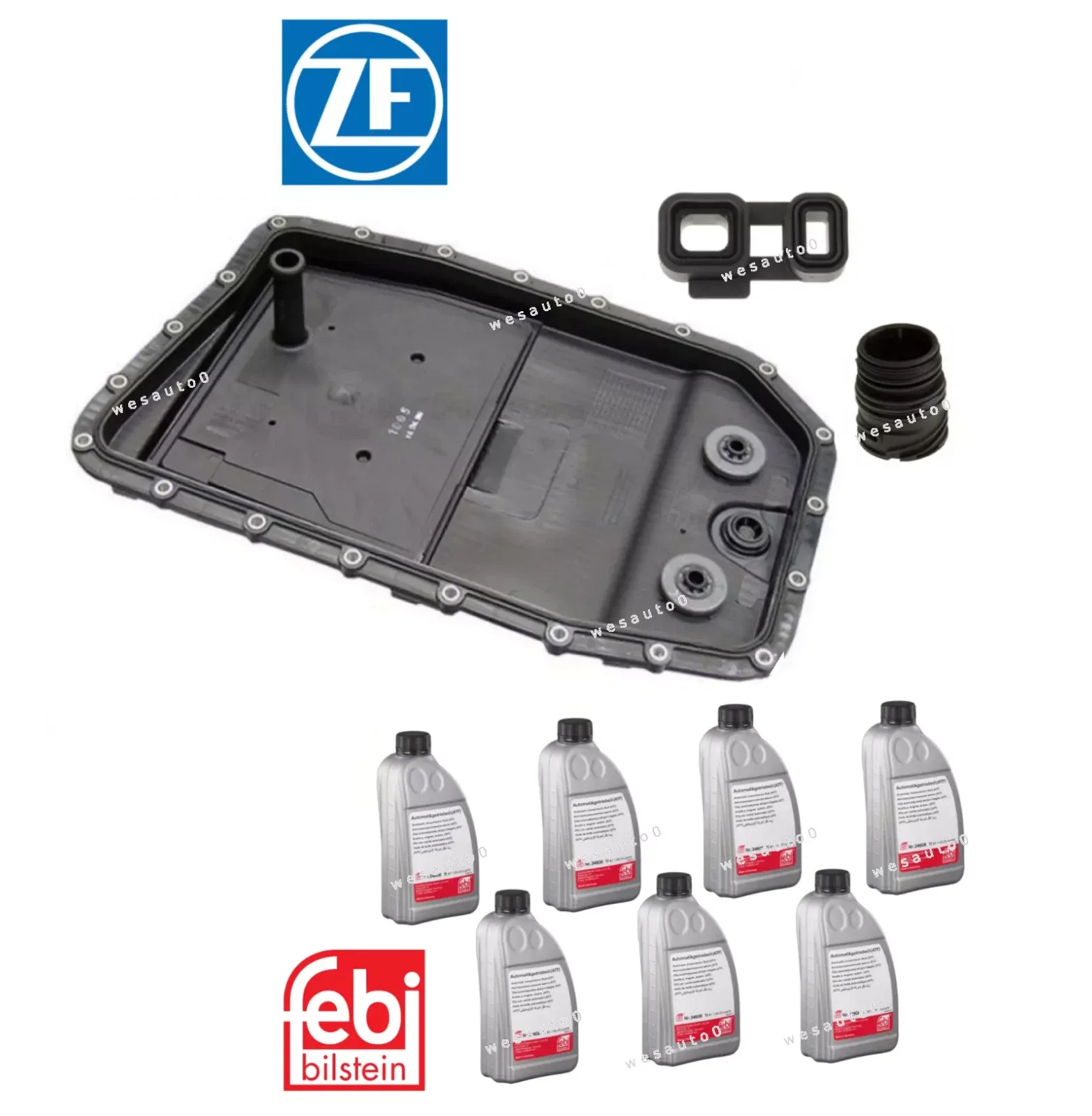 OEM Transmission Oil Pan Filter Gasket Seal Sleeve + 7L ATF Fluid for Land Rover