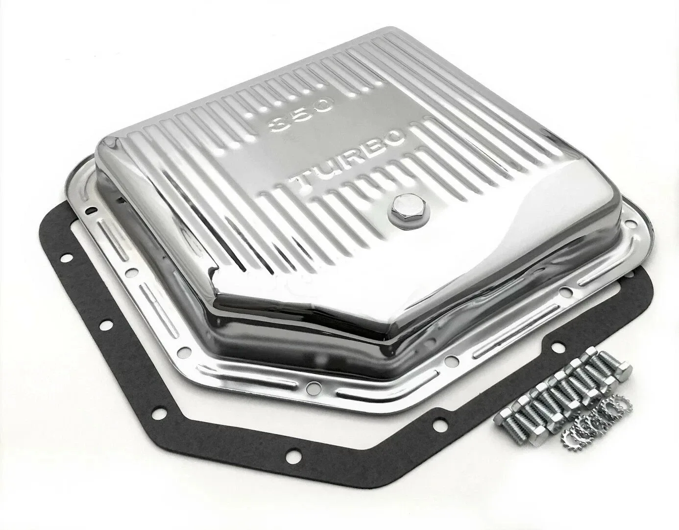 GM Transmission Pan DEEP TH-350 TH350 Turbo 350 Steel Extra Capacity Kit Chrome