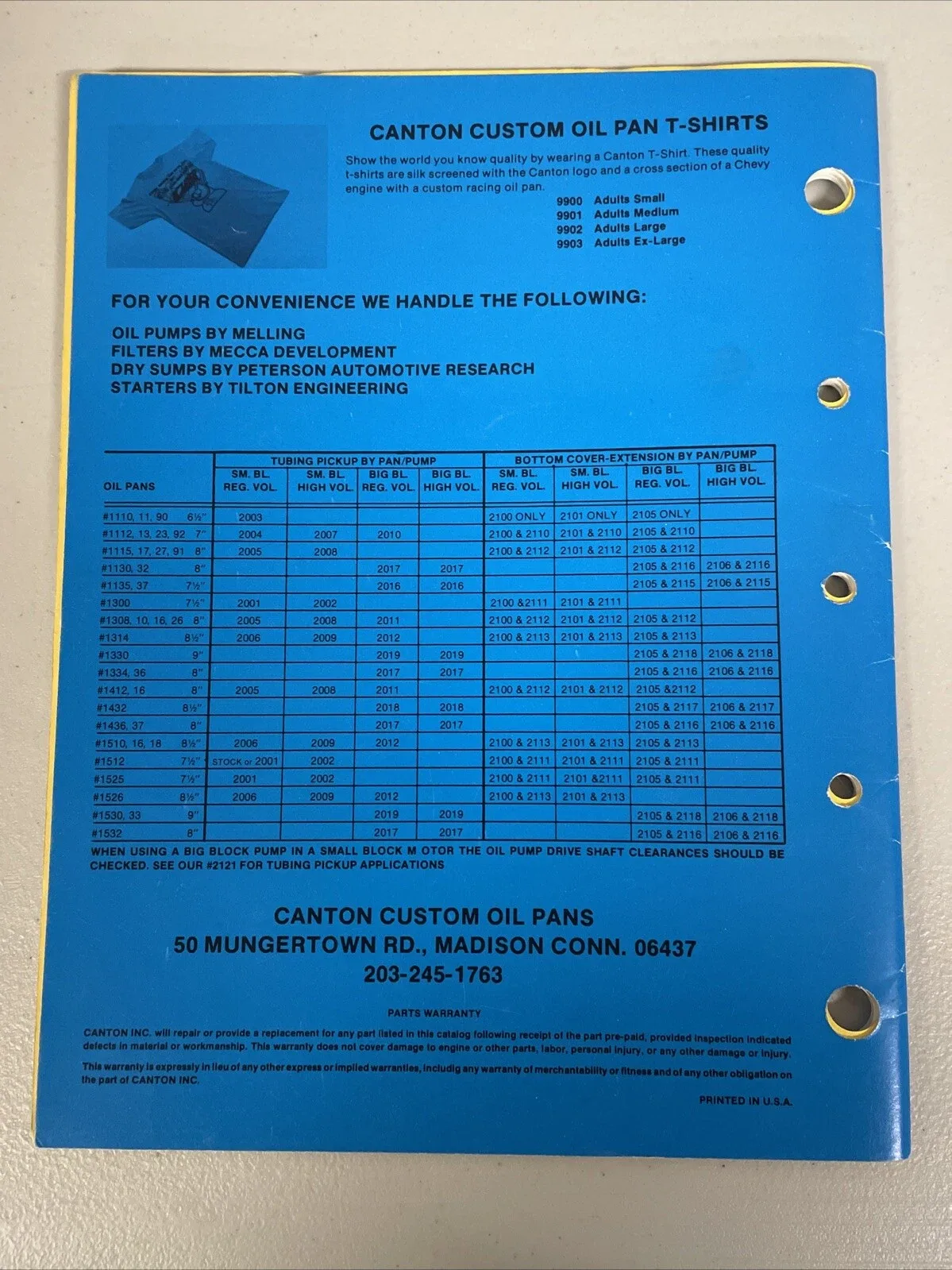 Vintage Canton Custom Oil Pans 1984 Catalog image 2