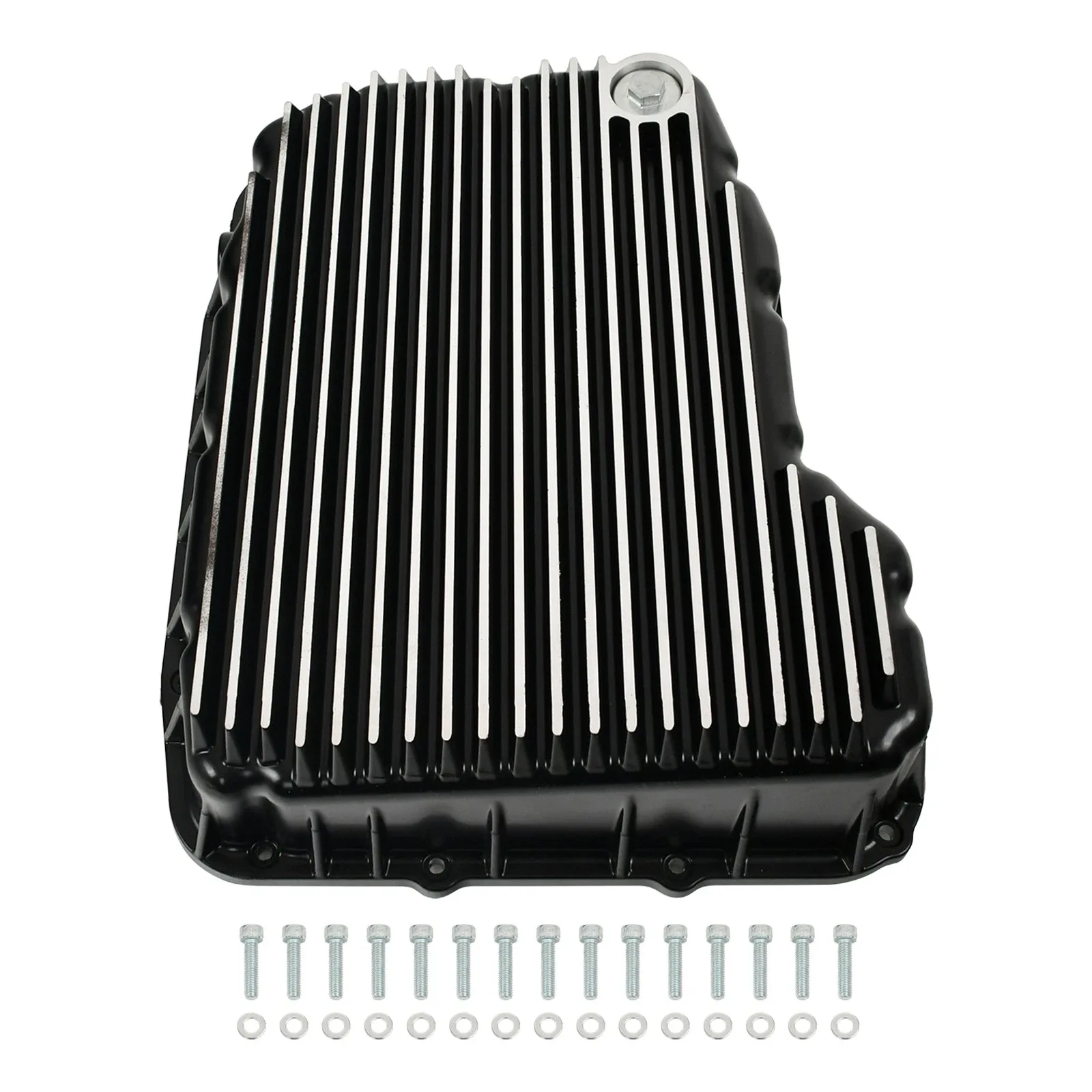Black Aluminum 68RFE Transmission Pan For 2007-25 Dodge Ram 6.7L Cummins Diesel