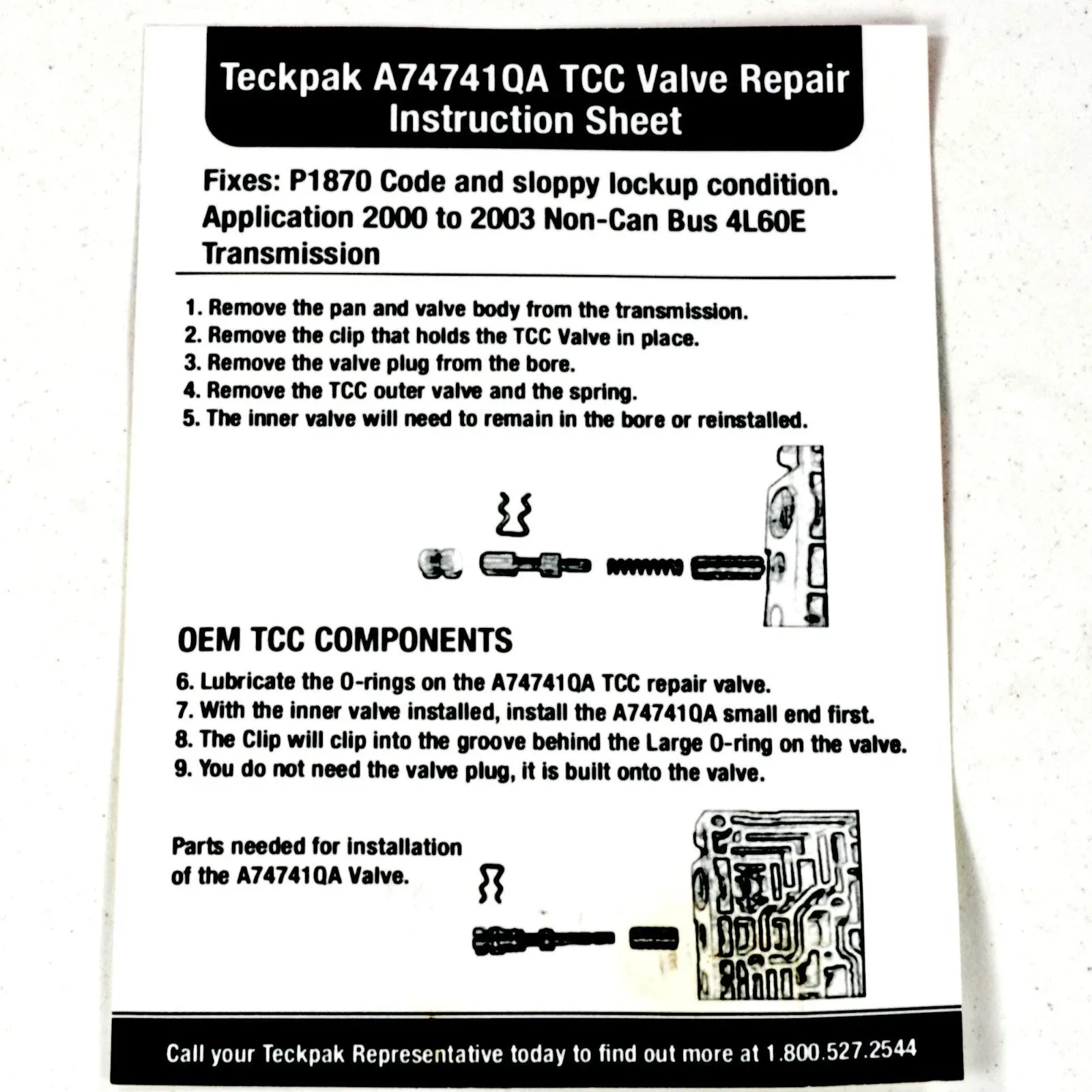 2000-2003 4L60E TCC Valve Repair Kit A74741QA image 3