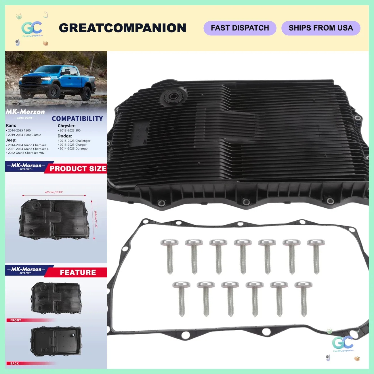 8HP70 8HP75 Transmission Oil Pan Kit 265-850 for Ram 1500 Classic - Durable & Re