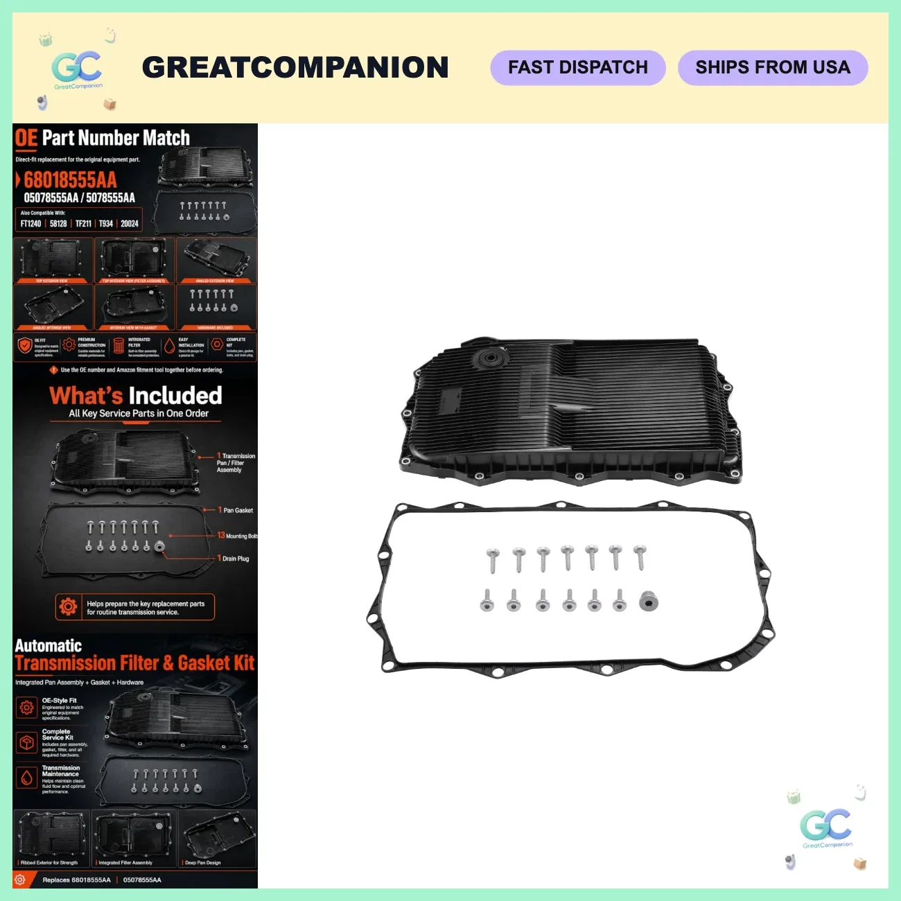 Transmission Oil Pan Kit for Ram 1500 8HP70 - Durable, Leak-Proof, Easy Install