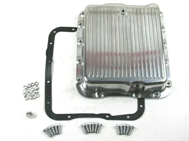 Aluminum GM Chevy 700R4 or 4L60 Finned Transmission Oil Pan Polished E45303P