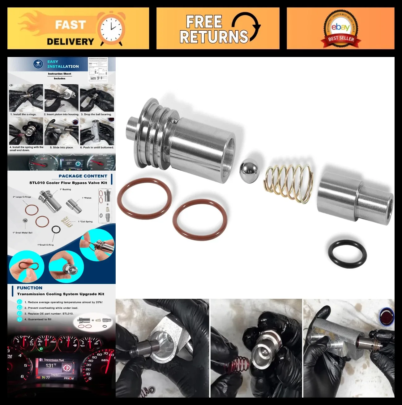 Cooler Flow Bypass Valve Kit for GM 6L80 6L90 8L80 8L90 - MPN CE-STL010