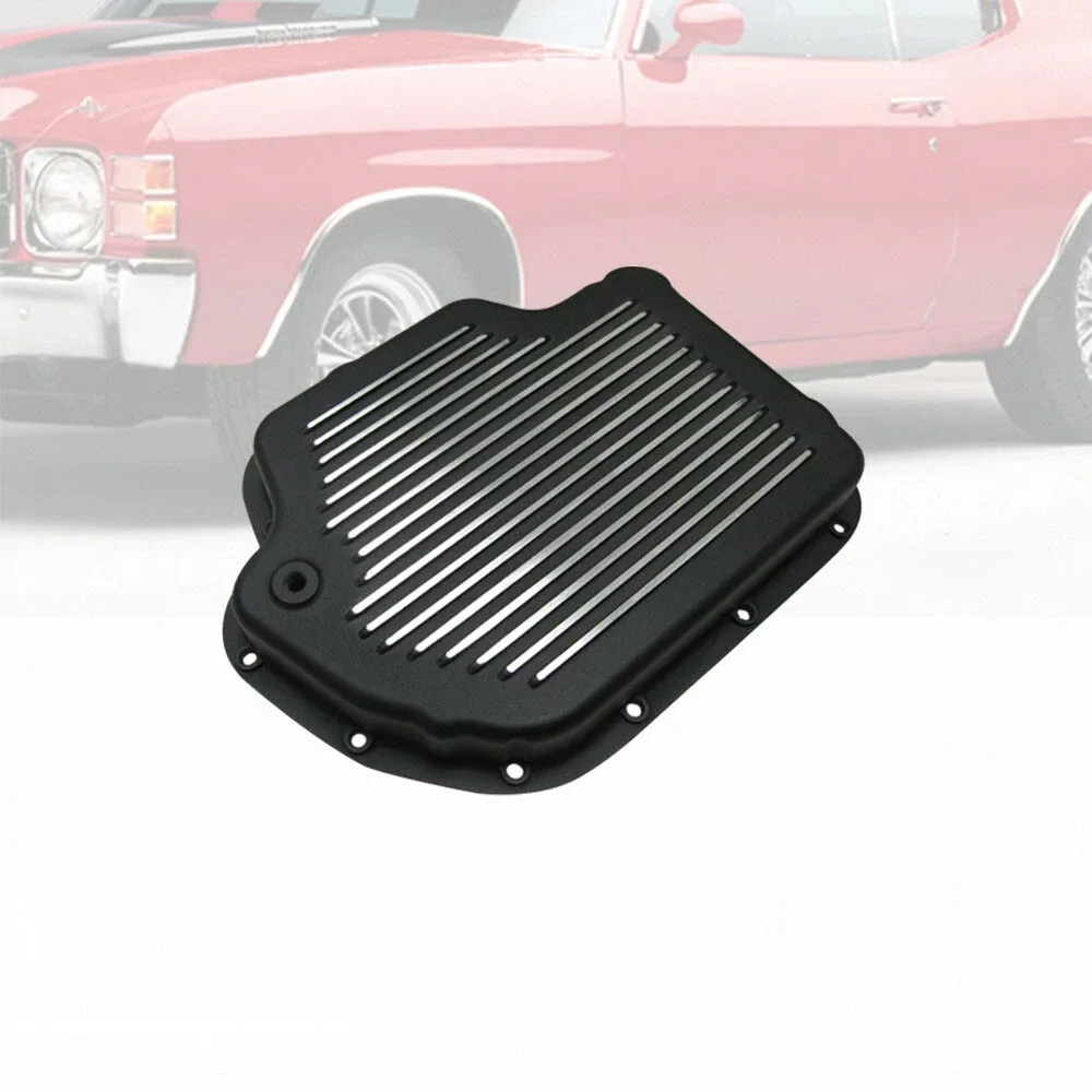 Retro Aluminum Black Finned 2 1/4" Transmission Oil Pan Kit Fits GM Turbo 400 image 3